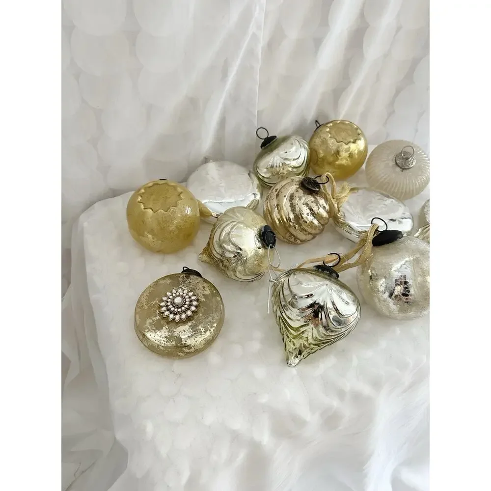 Lot Of 13 X LARGE Handblown Glass Christmas Ornament Balls High End Quality